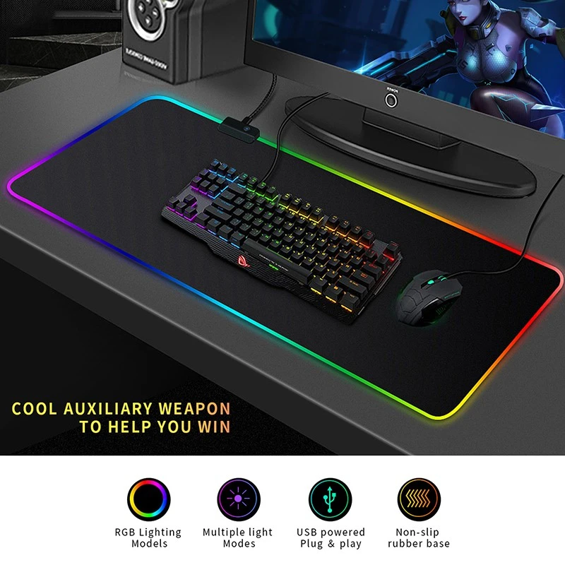 RGB Gaming Mouse Pad LED Lighting Effect factory